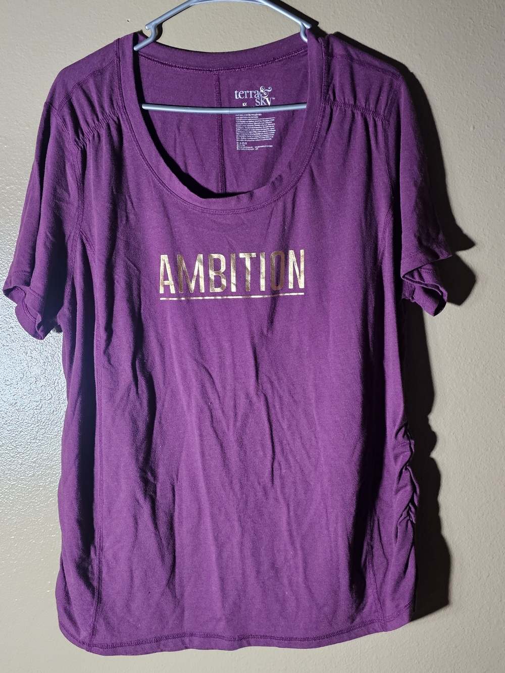 Terra & Sky Purple Short-Sleeve Tee with Gold 'AMBITION' Print
